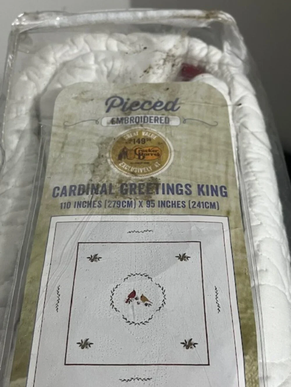 Pieced Embroidered Cardinal Greetings King Size Comforter